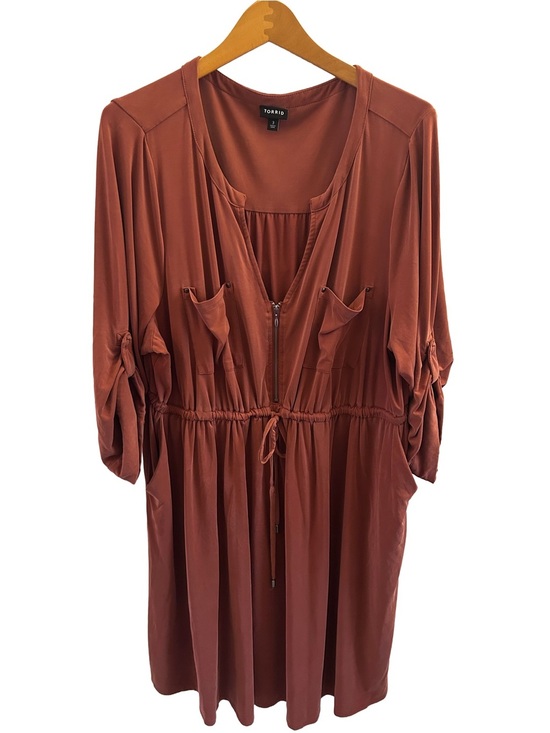 torrid Dresses & Skirts - torrid brown colored utility zip front drawstring dress